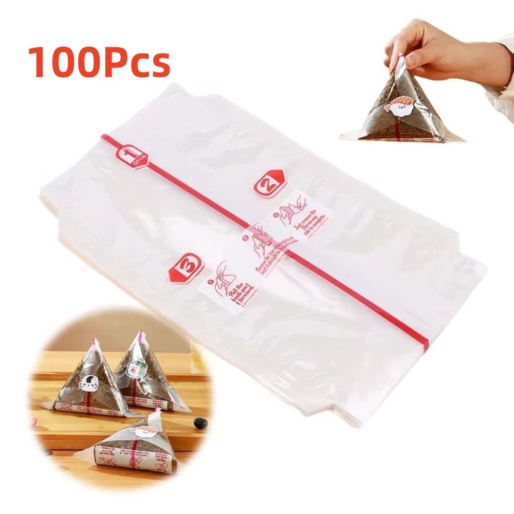 Seaweed Snack - 100Pcs PP Disposable Triangle Rice Ball